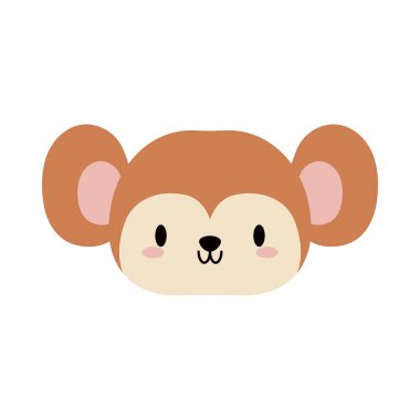 Maymun bebek Kawaii 'nin başı, düz stil simgesi