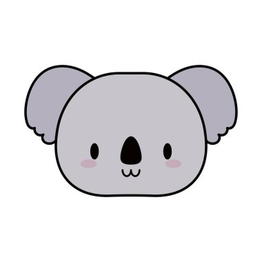 baş koala bebek kawaii, çizgi ve biçim simgesi