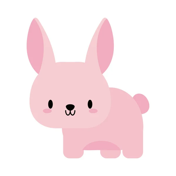 Carino coniglio bambino kawaii, icona in stile piatto — Vettoriale Stock