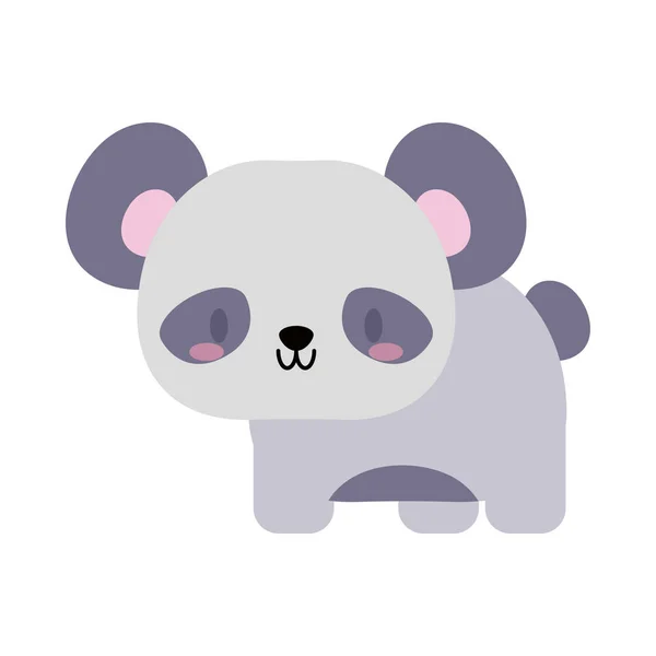 Lindo oso panda bebé kawaii, icono de estilo plano — Vector de stock