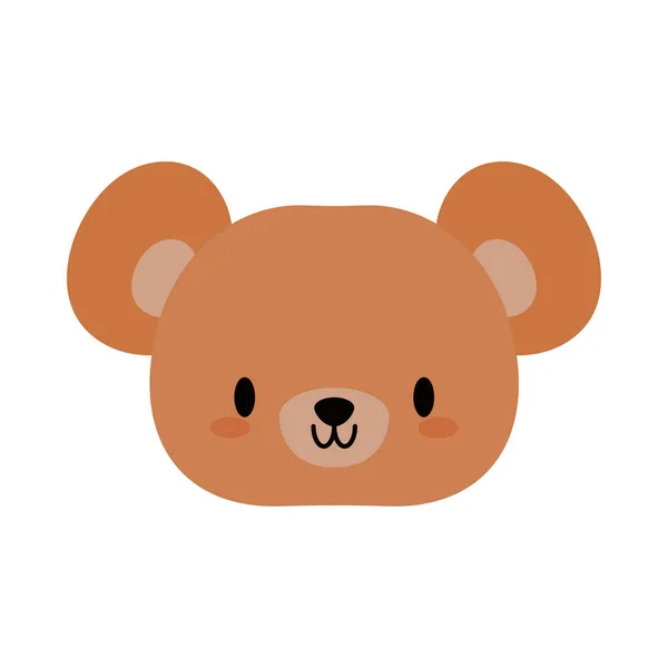 Cabeza de oso bebé kawaii, icono de estilo plano — Vector de stock