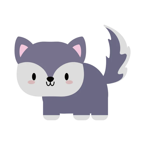 Schattig vos baby kawaii, platte stijl pictogram — Stockvector