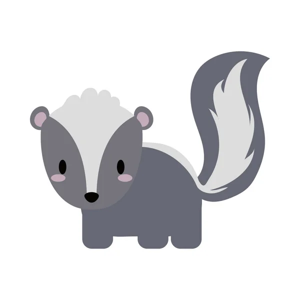 Cute skunk kawaii, flat style icon — Stock Vector