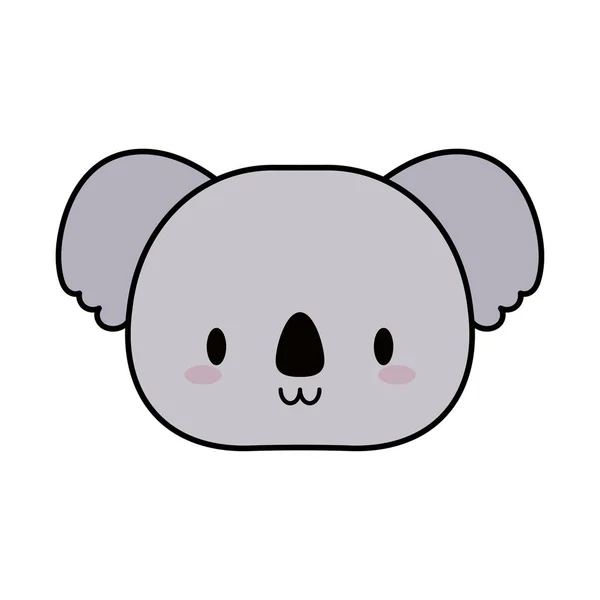 Tête koala bébé kawaii, ligne et icône de style de remplissage — Image vectorielle