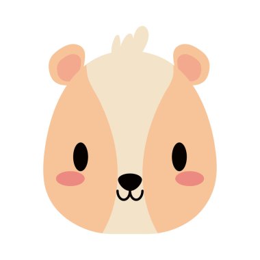 Hamster Kawaii 'nin başı, düz stil ikonu.