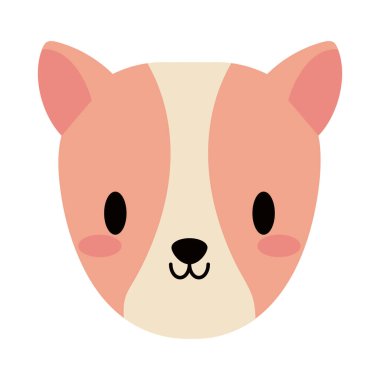 Tatlı Gine domuzu Kawaii 'nin başı, düz stil ikonu.
