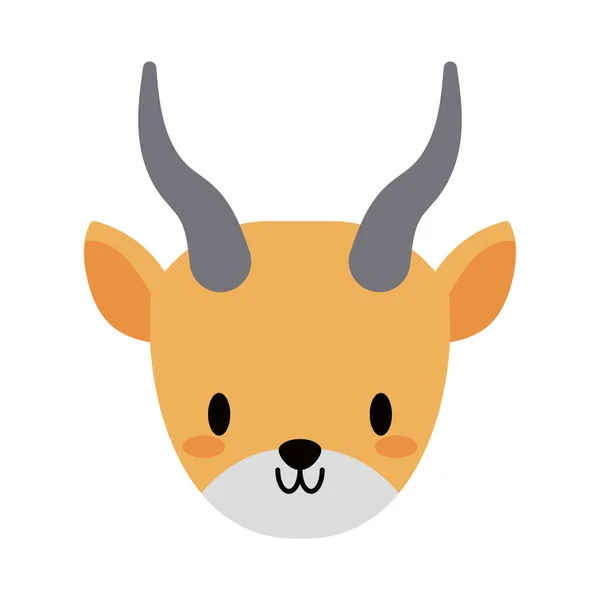 Cabeza de yak kawaii, icono de estilo plano — Vector de stock