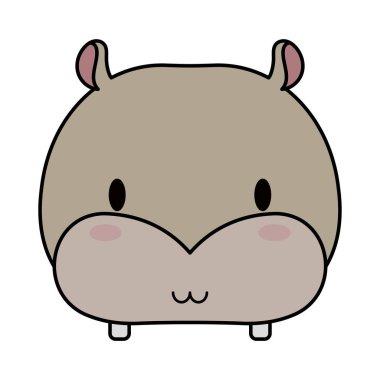baş hipopotam bebek kawaii, çizgi ve biçim simgesi
