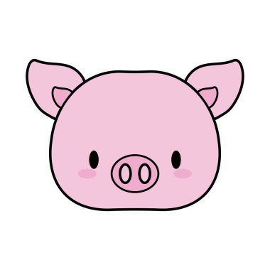 baş domuz bebek Kawaii, çizgi ve dolgu stili simgesi