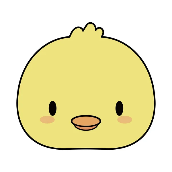Cabeza de pollo bebé kawaii, línea y relleno icono de estilo — Vector de stock