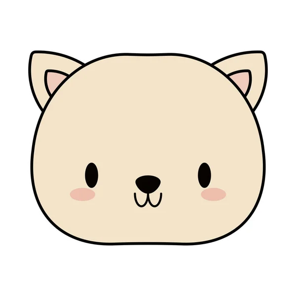 Kop van kat baby kawaii, lijn en vul stijl pictogram — Stockvector