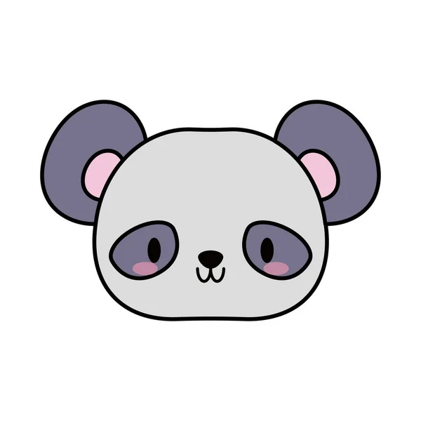 Cabeza panda oso bebé kawaii, línea y relleno icono de estilo — Vector de stock