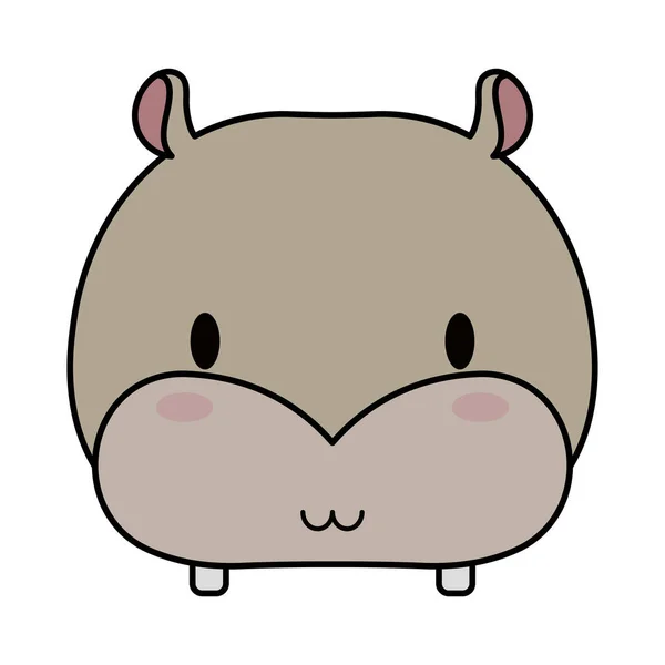 Cabeça hipopótamo bebê kawaii, linha e ícone de estilo de preenchimento —  Vetores de Stock