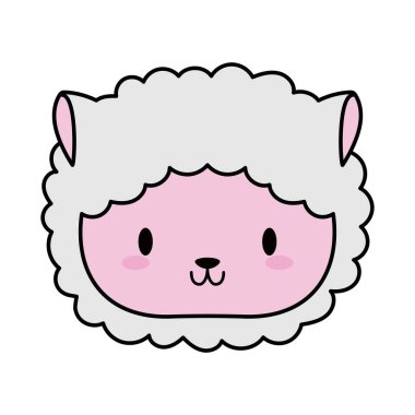 baş koyun yavrusu Kawaii, çizgi ve dolgu stili simgesi