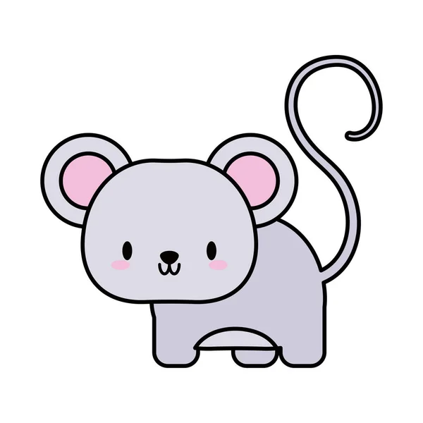 Mignon kawaii souris, ligne et icône de style de remplissage — Image vectorielle