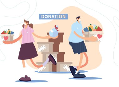 Yiyecek dolu kutular.