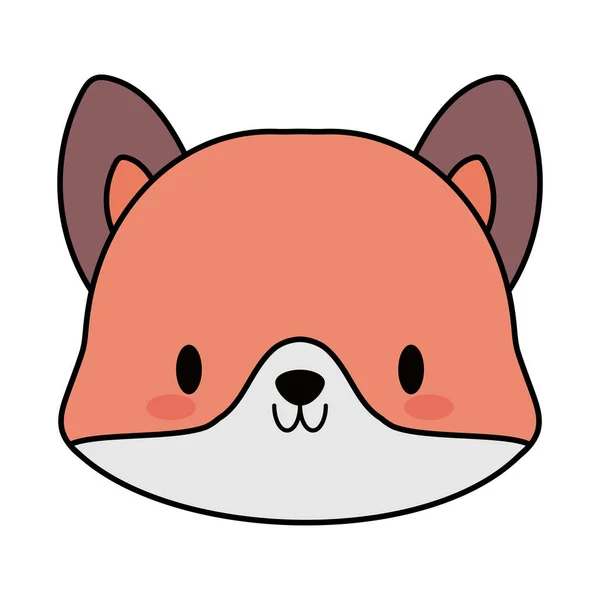 Head of fox baby kawaii, line and fill style icon — Stock Vector