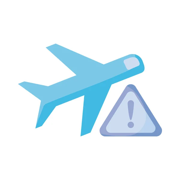 Avión Glifo de advertencia, icono de estilo plano — Vector de stock