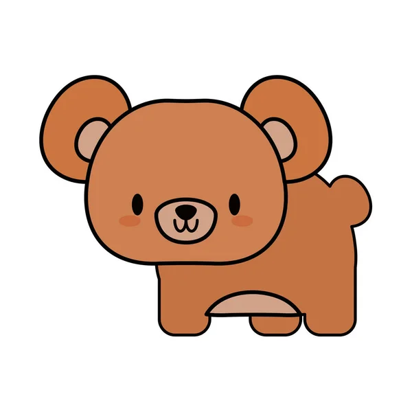Lindo oso bebé kawaii, línea y relleno icono de estilo — Vector de stock