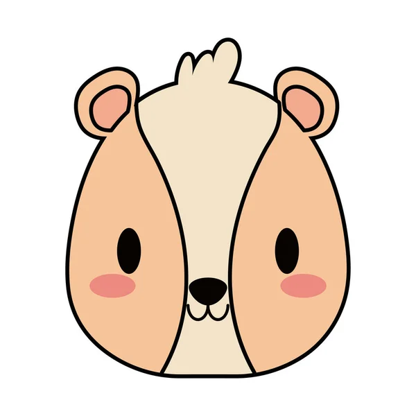 Tête de hamster kawaii, ligne et icône de style de remplissage — Image vectorielle