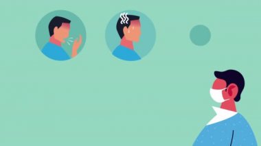 Kovid19 için tıbbi maske takan ve semptomları olan çift.