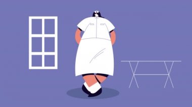 Kadın doktor kovid19 için tıbbi maske takıyor.