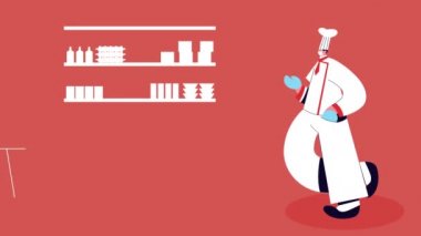 Şef kovid19 koruma için tıbbi maske takıyor.