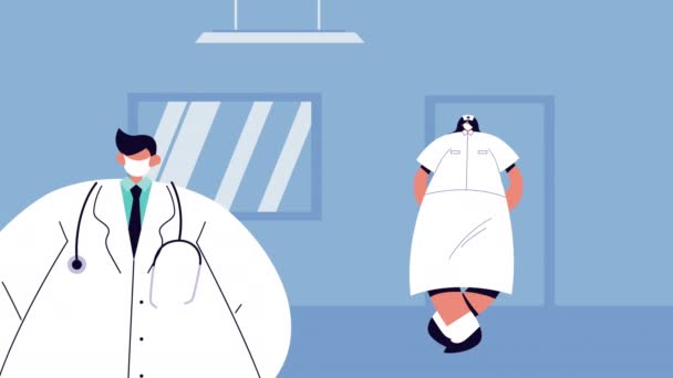 의료용 마스크를 쓰고 있는 의사 부부 19 — 비디오