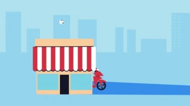 Motosiklet teslimat animasyonu kuryesi