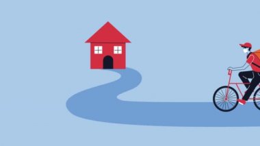 Bisiklet teslimat animasyonu kuryesi