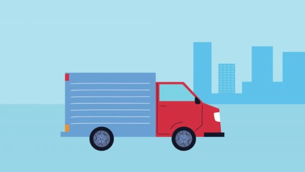 Samochód ciężarowy usługi transportowe animacja — Wideo stockowe