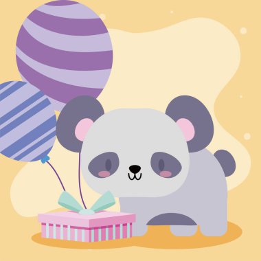Sevimli doğum günü kartı ile panda bebek kawaii