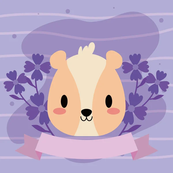 Tête de hamster kawaii avec décor — Image vectorielle