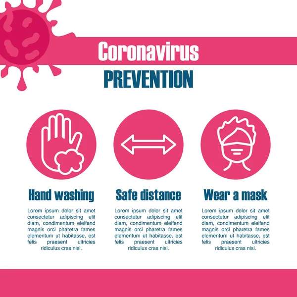 Preventieve maatregelen voor de verspreiding van het coronavirus — Stockvector