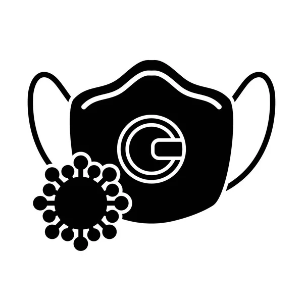 Corona anti virus mask , silhouette style icon — Stock Vector
