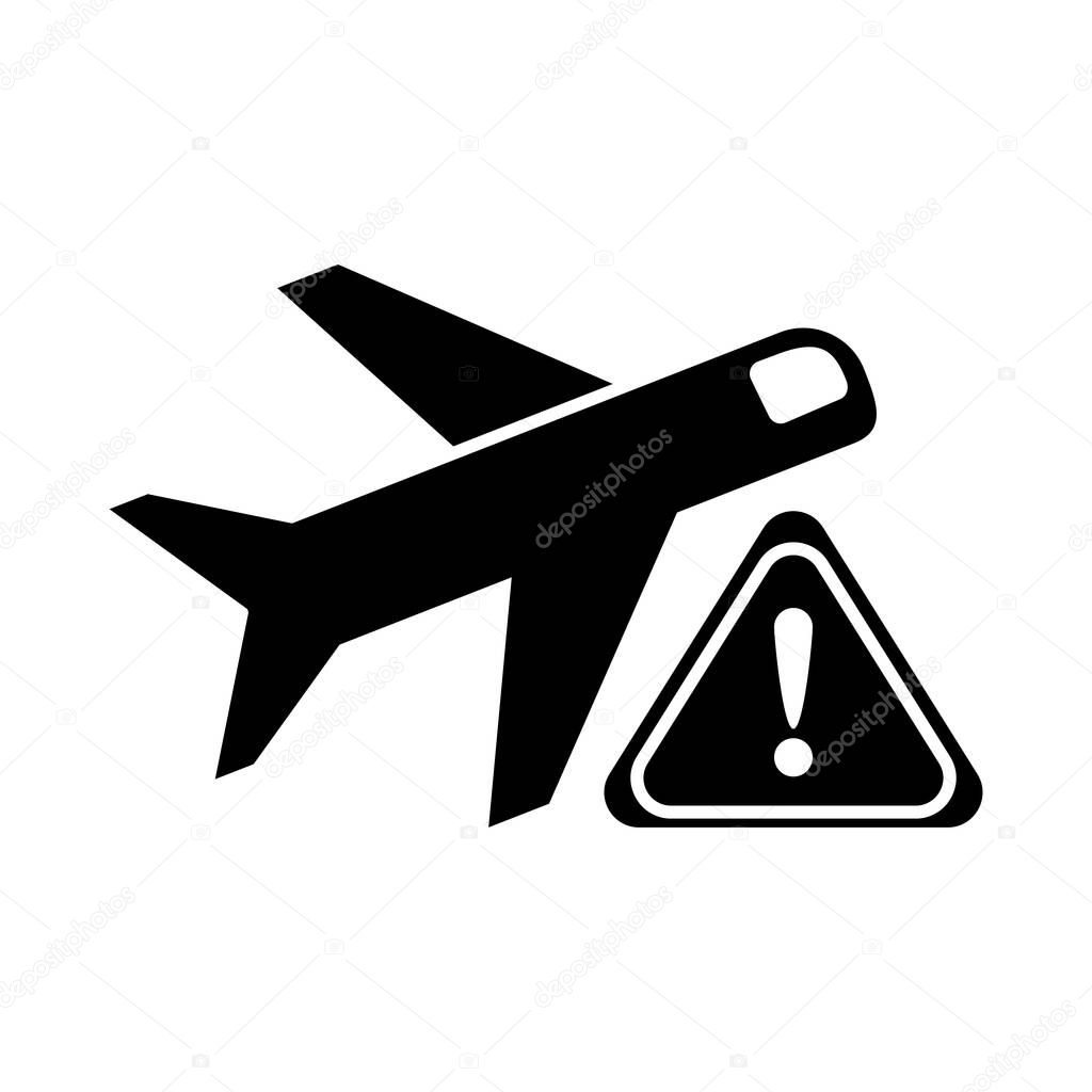 aircraft Warning glyph , silhouette style icon
