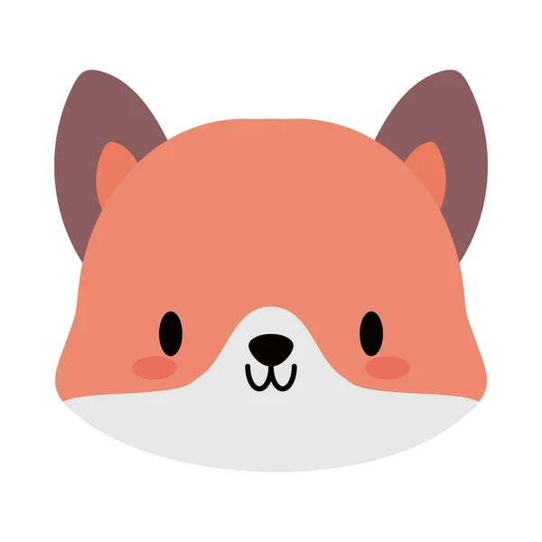 Kop van vos baby kawaii, platte stijl icoon — Stockvector