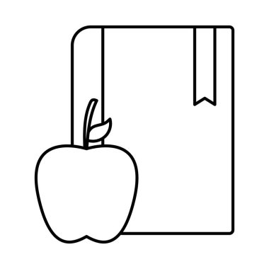 eğitim kitabı ve elma çizgisi biçim vektör tasarımı