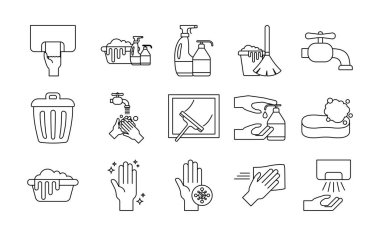 Temizleme servisi çizgisi biçim ikonu vektör tasarımı