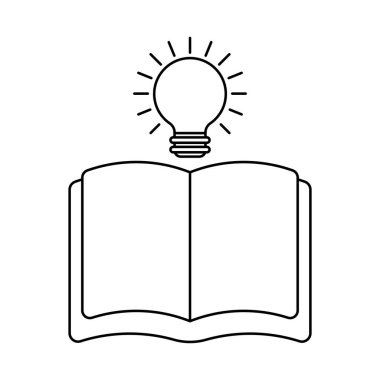 eğitim kitabı ve ampul çizgisi biçim vektör tasarımı