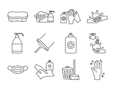 Temizleme servisi çizgisi biçim ikonu vektör tasarımı