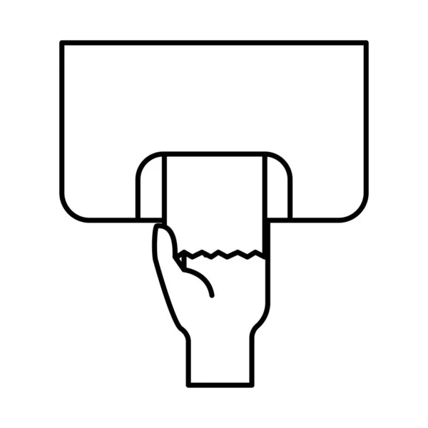 Hand mit Gewebespender Linie Stil-Symbol Vektor-Design — Stockvektor