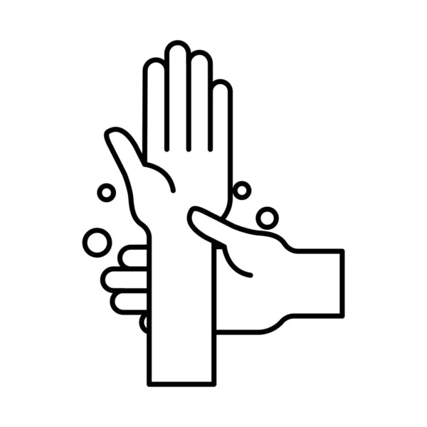 Hands washing with soap line style icon vector design — Stock Vector