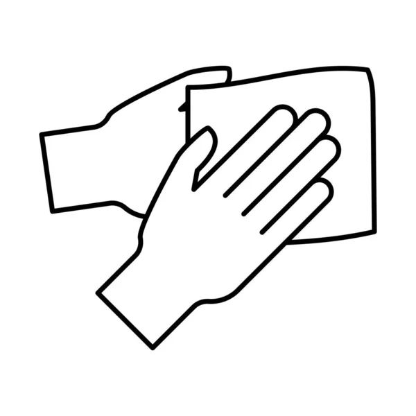 Mains avec dessin vectoriel d'icône de style ligne de chiffon — Image vectorielle