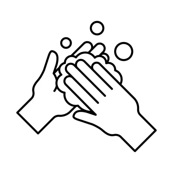Lavar as mãos com design de vetor ícone estilo linha de sabão — Vetor de Stock