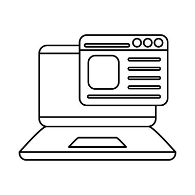 Web sitesi çizgisi biçim vektör tasarımlı dijital dizüstü bilgisayar