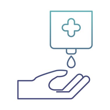 Sabun dağıtıcı ile el ayrışmış çizgi biçimi vektör tasarımı