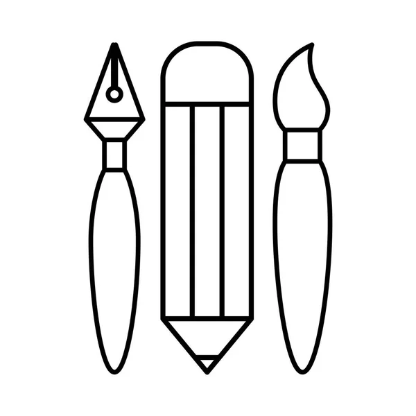 Στυλό μολύβι και πινέλο γραμμή στυλ εικονίδιο διανυσματικό σχεδιασμό — Διανυσματικό Αρχείο