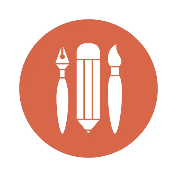 Stylo crayon et brosse style bloc icône vectoriel design — Image vectorielle