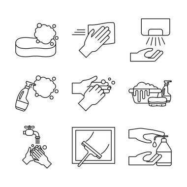 Temizleme servisi çizgisi biçim ikonu vektör tasarımı